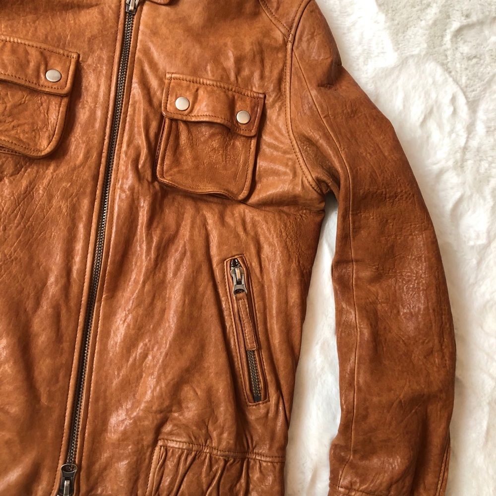 Elizabeth & James Leather Bomber Jacket - Picture 3 of 7